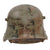 Original Imperial German WWI M16 Stahlhelm Helmet with Overpainted Panel Camouflage Paint, Partial Leather Liner & Chinstrap - Marked ET64