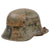 Original Imperial German WWI M16 Stahlhelm Helmet with Overpainted Panel Camouflage Paint, Partial Leather Liner & Chinstrap - Marked ET64
