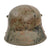 Original Imperial German WWI M16 Stahlhelm Helmet with Overpainted Panel Camouflage Paint, Partial Leather Liner & Chinstrap - Marked ET64