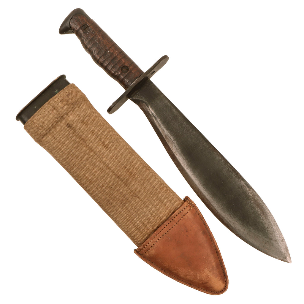 Original U.S. WWI Model 1917 Bolo Knife by Plumb Philadelphia Dated 1918 with Canvas Scabbard