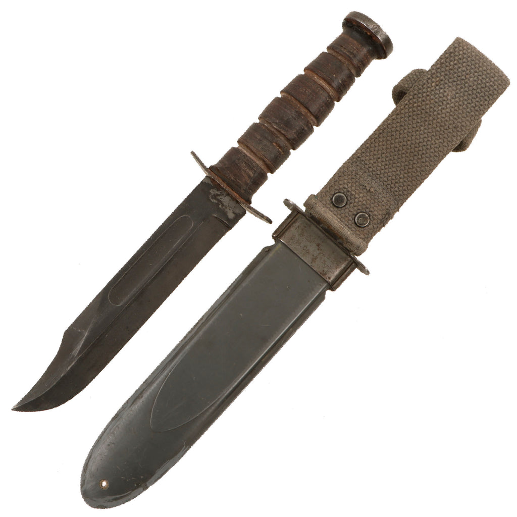 Original U.S. WWII USN Mark 2 KA-BAR Fighting Knife by Robeson Cutlery Co. with USN MK2 Scabbard
