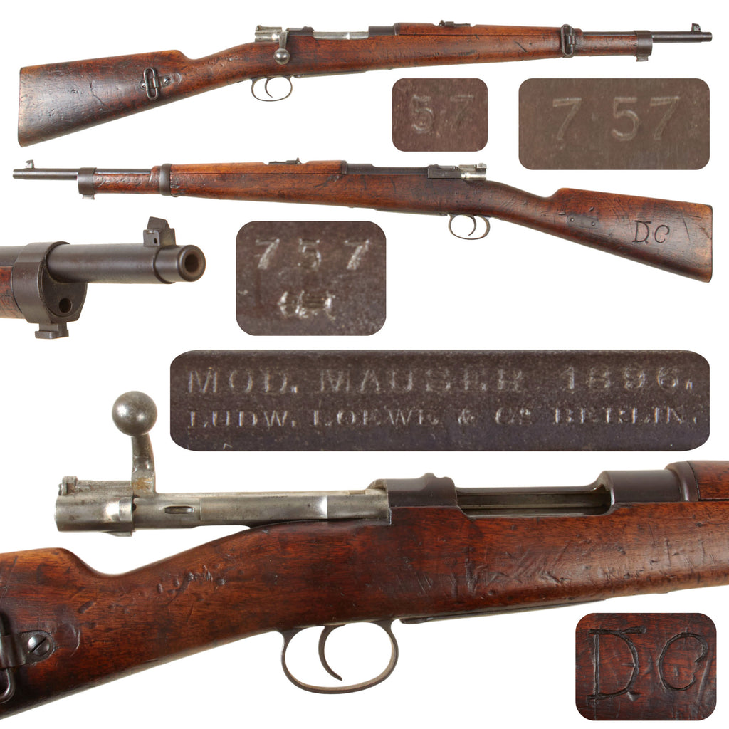 Original Boer War Era German Made Rare Model 1896 Boer ZAR Contract Mauser Carbine by Ludwig Loewe Berlin - Serial 757 Original Items
