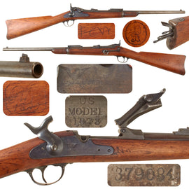 Original U.S. Springfield Trapdoor Model 1884 Saddle Ring Carbine Serial No. 379084 with 3-Piece Cleaning Rod & Shell Extractor - Manufactured in 1887