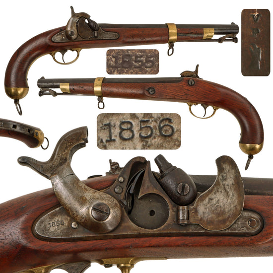 Original U.S. Civil War Springfield Model 1855 Percussion Pistol Carbine with Functional Tape Primer System - Dated 1855 & 1856