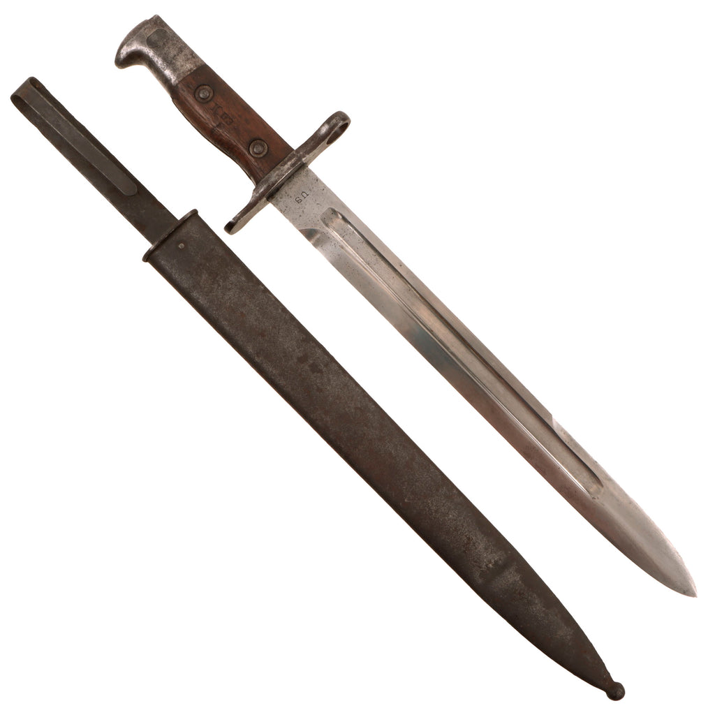 Original U.S. Banana Wars Model 1892 Krag Rifle Bayonet and 1st Pattern Scabbard - Dated 1903