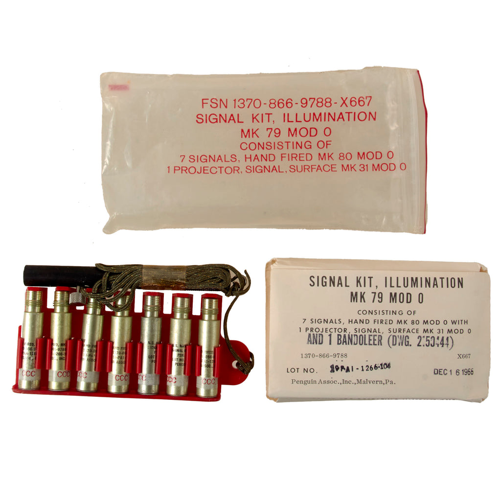 Original U.S. Vietnam War Mk 79 Penflare Set with All Flares Intact - Dated December 1966 Original Items