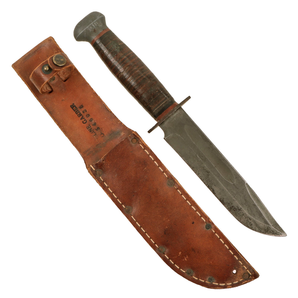 Original U.S. WWII PAL RH-36 MkII-Style Fighting Knife with Officer-Named & Serial Number-Marked Leather Belt Scabbard