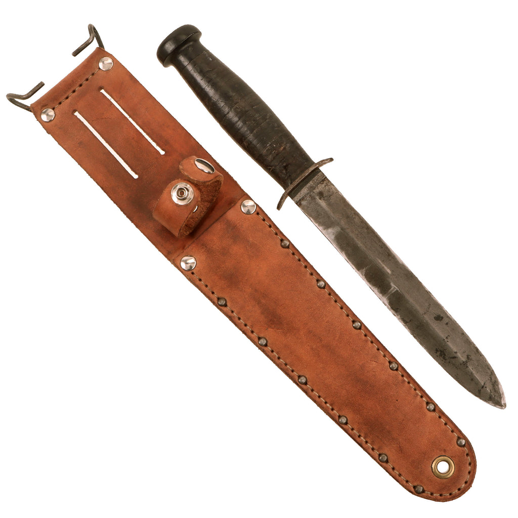 Original U.S. WWII Case Stiletto “OSS Commando” Fighting Knife With Replaced Leather Sheath - ‘Sterile’, No Markings Original Items