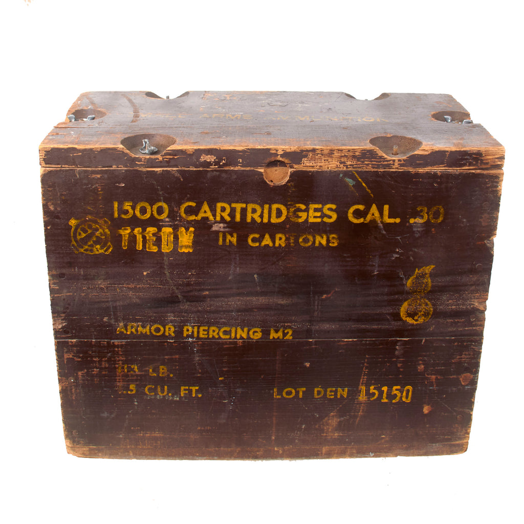 Original U.S. WWII Armor Piercing .30cal M2 1500 Cartridge M1917 Wooden Ammunition Crate Original Items