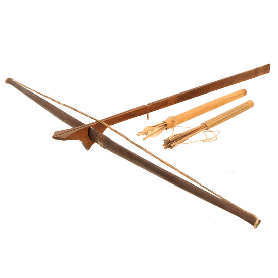 Original Vietnam War Montagnard Crossbow with Numerous Bolts and Two Quivers - USGI Bring Back Original Items