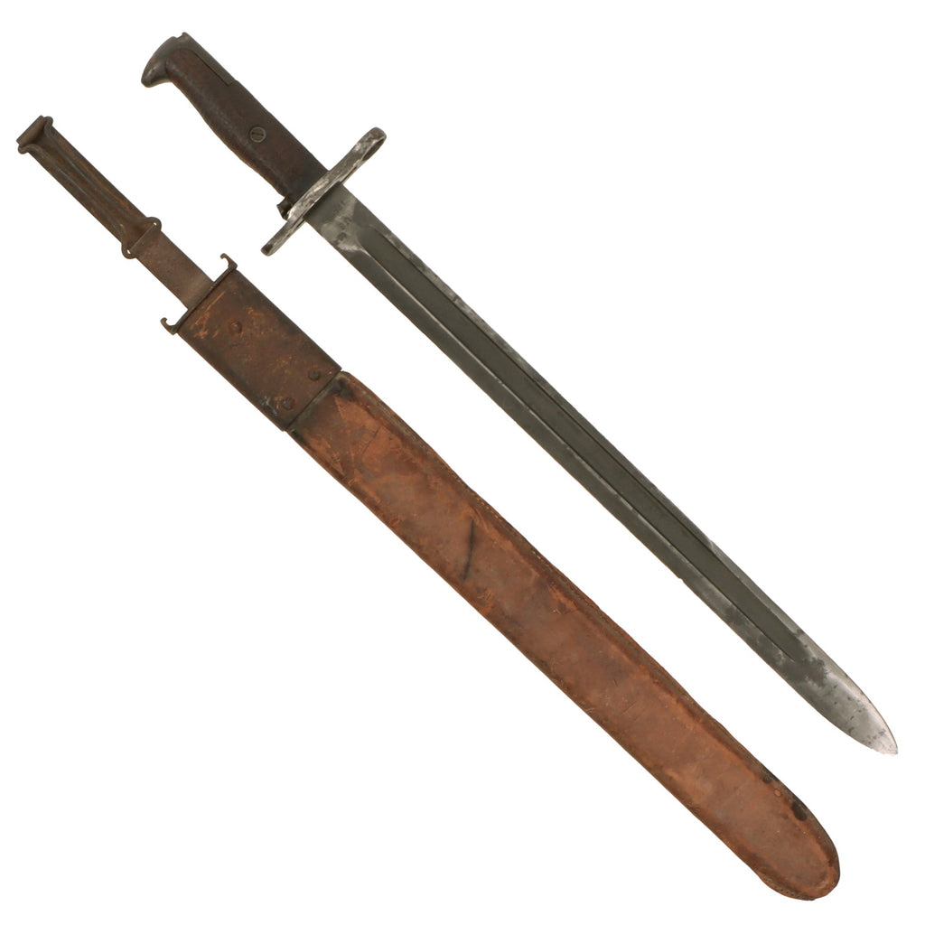 Original U.S. WWI M1905 Springfield 16-inch Rifle Bayonet by S.A. with Rare 1st Pattern M1906 Scabbard by R.I.A. - Dated 1910 Original Items