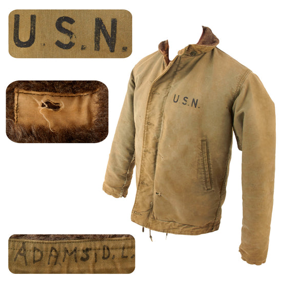 Original U.S. WWII Named N-1 Navy Deck Jacket with CONMAR Zipper - D.L. Adams Original Items