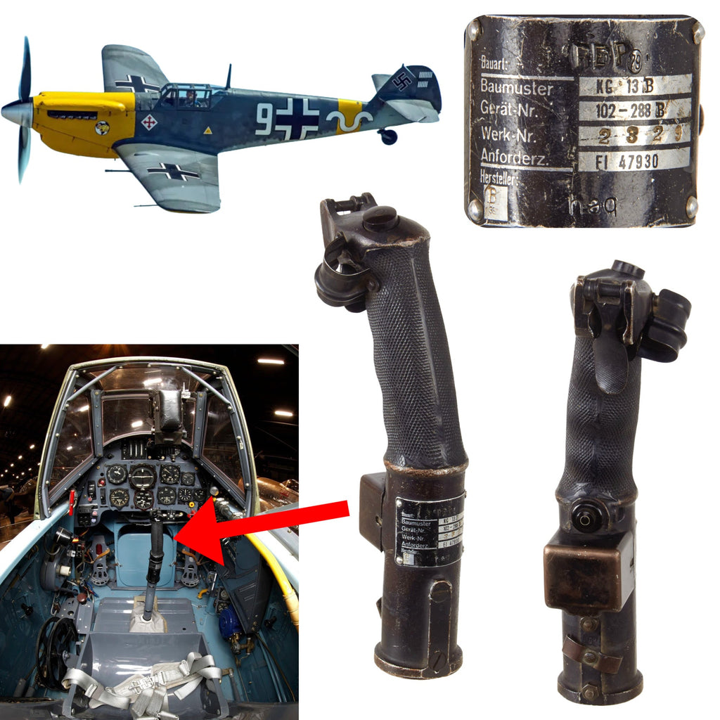 Original German WWII Luftwaffe Messerschmitt Bf 109 Control Stick KG13B by Luftfahrt-Apparatebau GmbH of Berlin - ME-109 Original Items