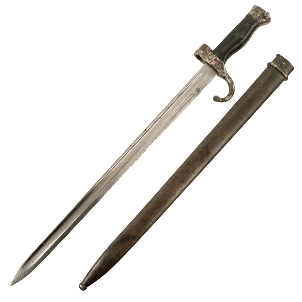 Original French WWI Era M1892 Sword Bayonet and Scabbard For The 8mm Mannlicher-Berthier M1890 Carabine de Cavalerie (Cavalry Carbine) (Copy) Original Items