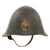 Original Danish WWI Model 1923 Steel Army Helmet with Original Liner & Chinstrap Configuration and Front Badge - Excellent