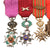 Original Belgian WWI Veteran Five-Decoration Miniature Medal Bar with Order of Leopold, Order of the Crown, Croix de Guerre, Fire Cross & Civic Decoration 1914–1918