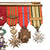 Original Belgian WWI Veteran Five-Decoration Miniature Medal Bar with Order of Leopold, Order of the Crown, Croix de Guerre, Fire Cross & Civic Decoration 1914–1918