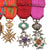 Original Belgian WWI Veteran Five-Decoration Miniature Medal Bar with Order of Leopold, Order of the Crown, Croix de Guerre, Fire Cross & Civic Decoration 1914–1918