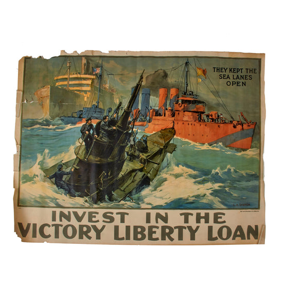 Original U.S. WWI Liberty Loan Poster - Invest In the Victory - Very Heavy Tearing - 39” x 29 ½” Original Items