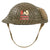 Original Canadian WWII MkII Brodie Steel Helmet in Large Size with Painted Unit Flash and Australian-Made Field Dressing - Dated 1941