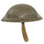Original Canadian WWII MkII Brodie Steel Helmet in Large Size with Painted Unit Flash and Australian-Made Field Dressing - Dated 1941