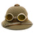 Original German WWII March 1942-Dated 2nd Model Afrikakorps DAK Sun Helmet by F.ST.L with Tinted Goggles - Size 56