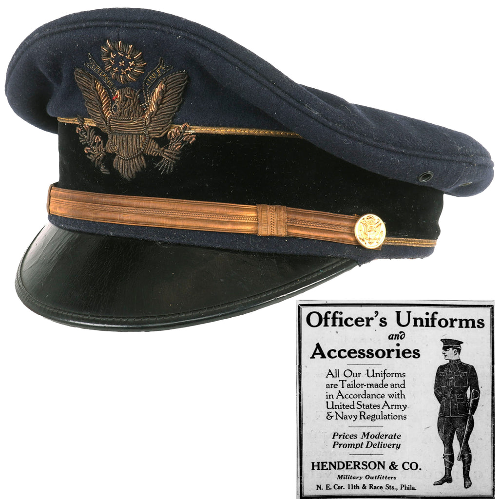 Original U.S. WWI General Staff Officer's Blue Dress Visor Cap with Bu International Military Antiques Original U.S. WWI General Staff Officer's Blue Dress Visor Cap with Bu International Military Antiques