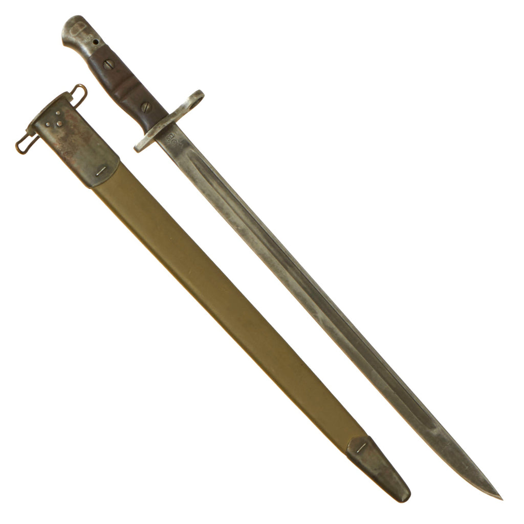 Original U.S. WWI M1917 Enfield Rifle & Trench Gun Bayonet by Remington with Scabbard - Dated 1918 Original Items
