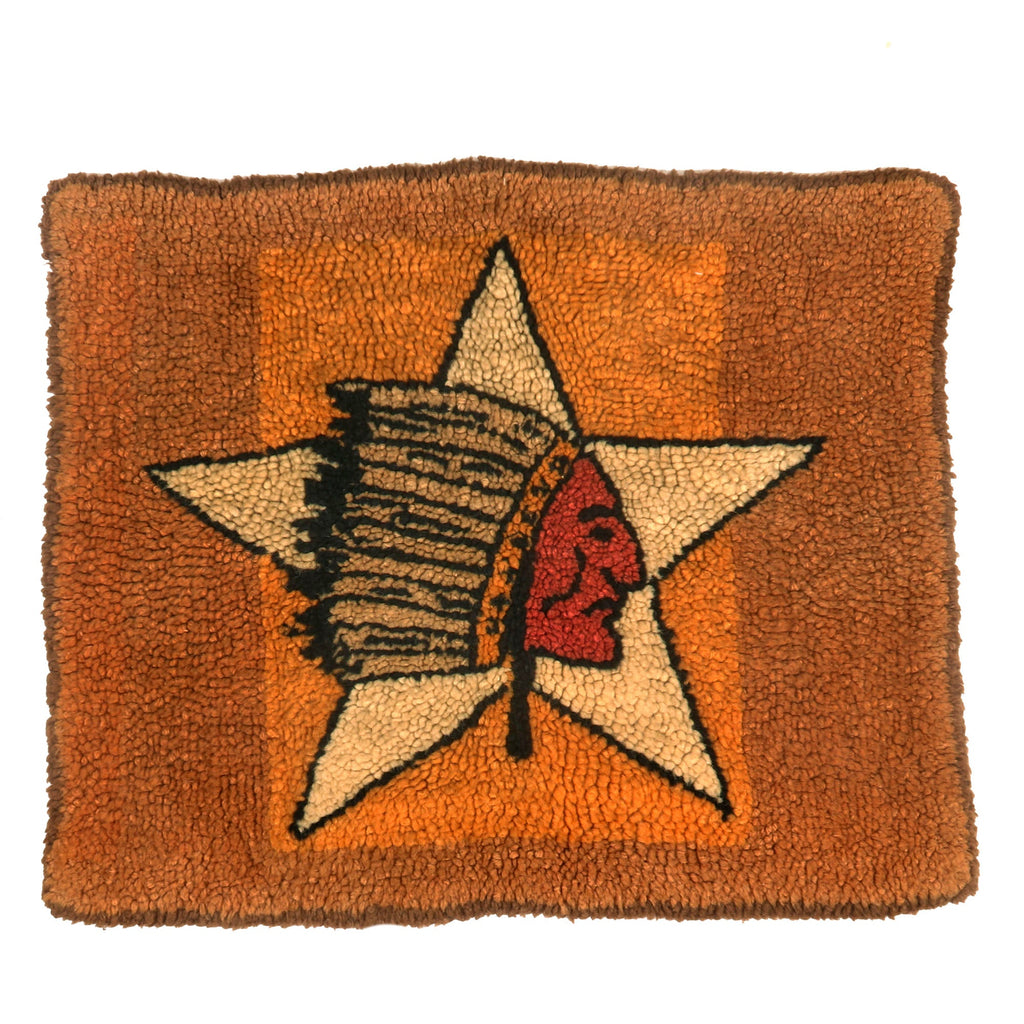 Original U.S. WWI Gorgeous 2nd Division 15th Field Artillery Custom-Made Hook Rug - 21 x 27” Original Items