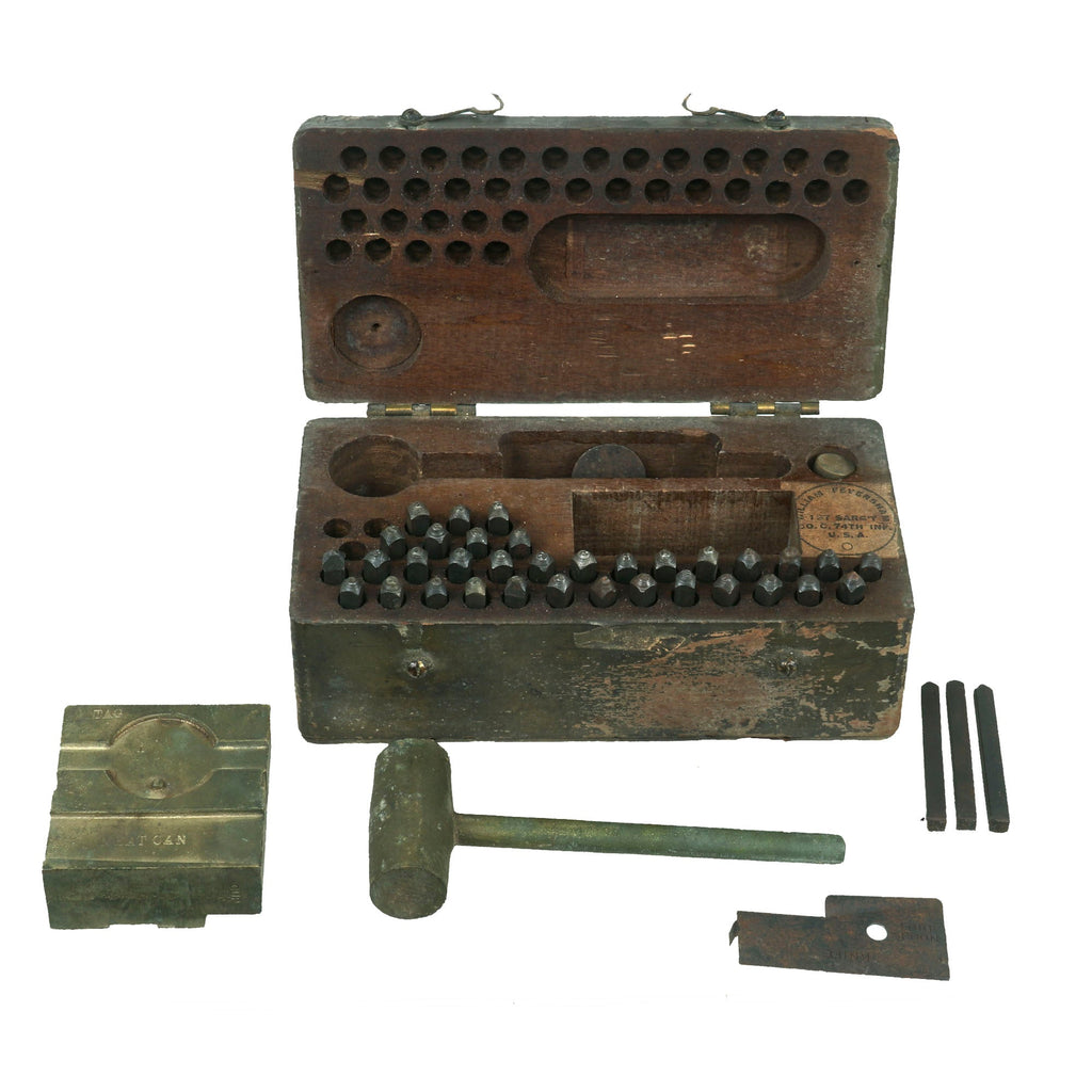Original U.S. WWI “Marking Outfit For Stamping Metal” M1910 Dog Tag Stamping Kit - Complete Original Items