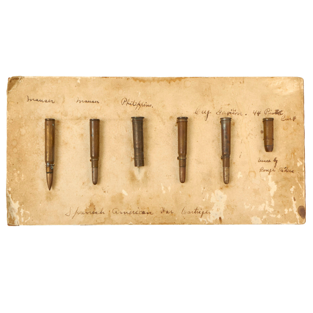 Original U.S. Spanish-American War Veteran Cartridge “Bullets” Bringback Display Board - Features (6) Cartridges Original Items