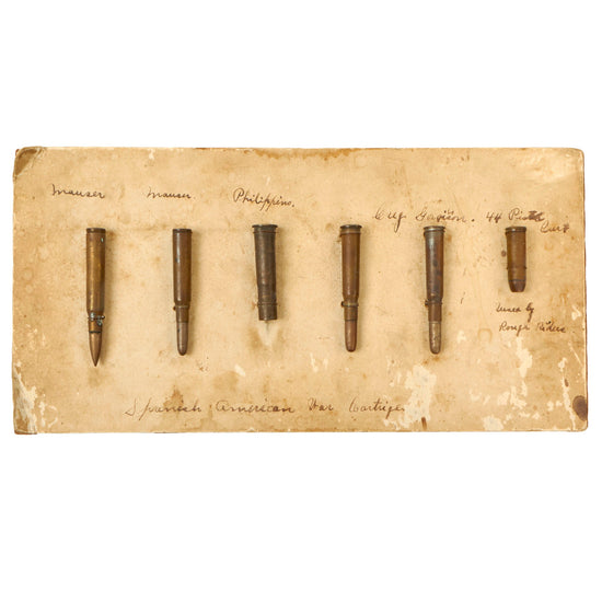 Original U.S. Spanish-American War Veteran Cartridge “Bullets” Bringback Display Board - Features (6) Cartridges Original Items