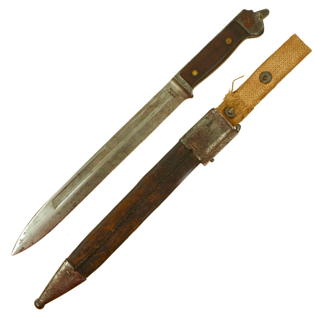 Original Danish Krag–Jørgensen M1889/93 Knife Bayonet for Gevær M/89 Rifle with Scabbard - dated 1910 Original Items