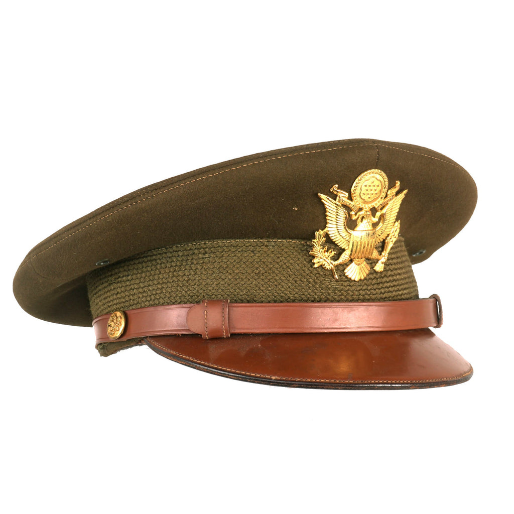 Original U.S. WWII Named US Army Officer’s Winter Service Peaked Visor by Knox - George R. Hickman Original Items