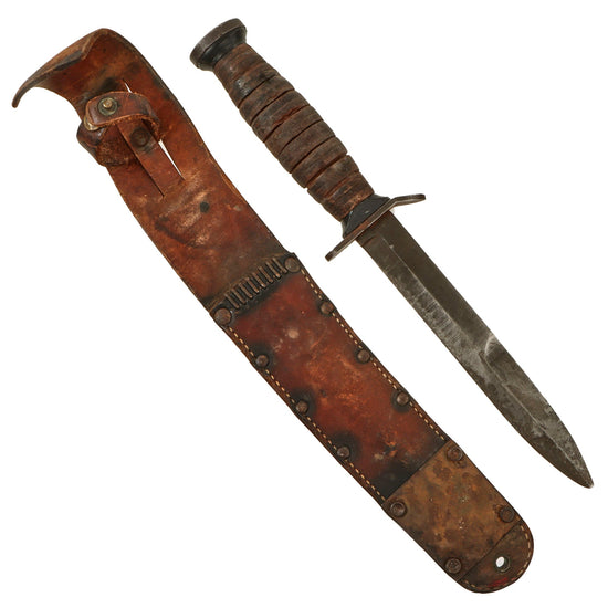 Original U.S. WWII “Commercial” M3 Fighting Knife with Black Plastic Spacers & Damaged Private Purchase M6 Scabbard Likely by Barwood Original Items