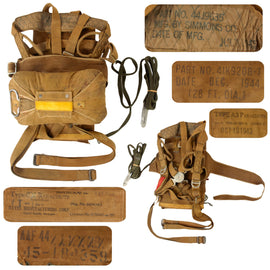 Original U.S. WWII Army Airborne 1944-Dated T7 Parachute Rig with Type A-3 Reserve Parachute, Incorrect USN Parachute & Some Reproduction Parts