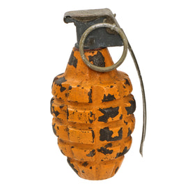 Original U.S. WWII Inert MkII Yellow Early War High Explosive Pineapple Grenade with M10A2 Fuze