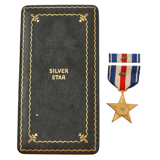 Original U.S. WWII 1942 Manufacture Numbered Silver Star with Oak Leaf Cluster Set By Robbins Co. with Case - #52090 Original Items