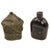 Original U.S. WWII Rare M1942 Black Porcelain Enamel Canteen With Matching Cup in Field-Camouflaged 3rd Pattern USMC Carrier - Dated 1942 Original Items