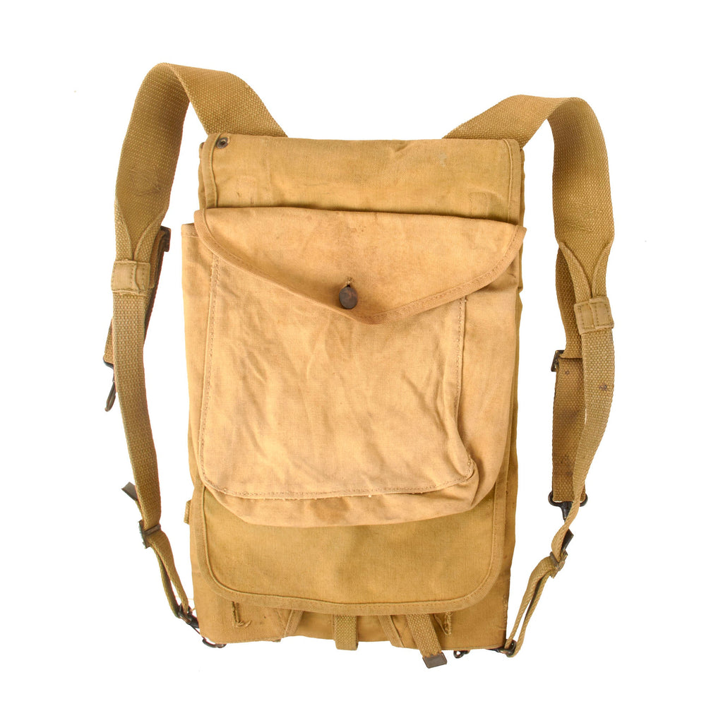 Original U.S. WWII U.S.M.C. Issue Named M1928 Haversack with Named Meat Can Pouch Original Items
