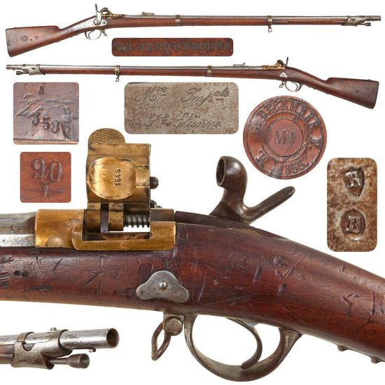 Original French Modèle 1853/1869 17.55mm Tabatière Brass Breech Loading Conversion Rifle by St. Étienne - Dated 1855 Original Items