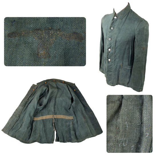 Original German WWII 1941 Dated Heer Army HBT "Reed Green" Drilljacke Field Tunic - No Insignia Attached Original Items