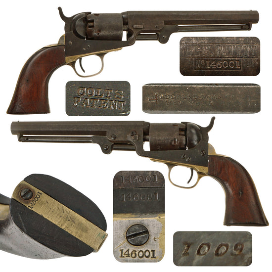 Original U.S. Civil War Era Colt M1849 .31cal Pocket Percussion Revolver with 6" Barrel Made in 1858 - Matching Serial 146001 Original Items