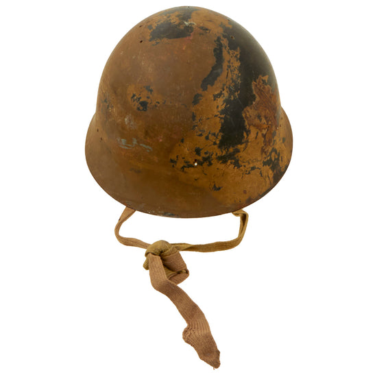 Original Japanese WWII Tetsubo Type 90 Army Helmet with Partial Liner & Chinstrap - Missing Star Original Items