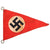 Original German WWII Pair of Small NSDAP Double Sided Wimpel Pennant Flags with Brass Suspension Rings, 6" x 9" and 5 3/4" x 11 1/2" Original Items