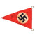 Original German WWII Pair of Small NSDAP Double Sided Wimpel Pennant Flags with Brass Suspension Rings, 6" x 9" and 5 3/4" x 11 1/2" Original Items