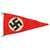 Original German WWII Pair of Small NSDAP Double Sided Wimpel Pennant Flags with Brass Suspension Rings, 6" x 9" and 5 3/4" x 11 1/2" Original Items