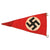 Original German WWII Pair of Small NSDAP Double Sided Wimpel Pennant Flags with Brass Suspension Rings, 6" x 9" and 5 3/4" x 11 1/2" Original Items