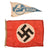 Original German WWII Set of Two Flags: 7 1/4" x 14" Dessau Sailing Pennant and 12" x 17 1/2" Small NSDAP Flag