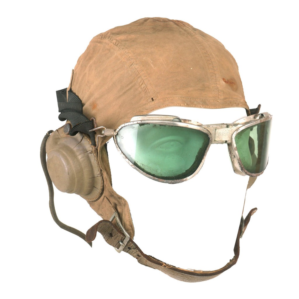 Original U.S. WWII USAAF AN-6530 Goggles and Type A9 Flight Helmet Original Items